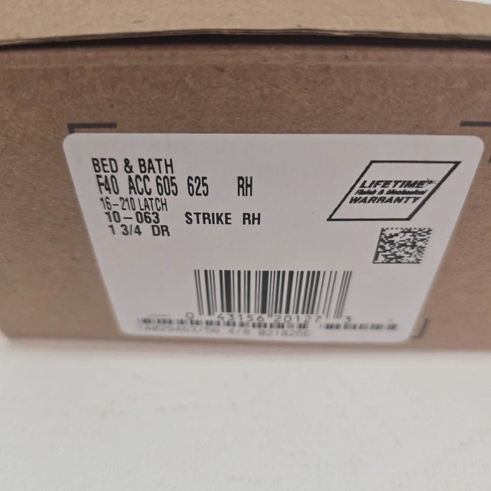 Schlage F40-ACC-605-625-RH‎ Bed/Bath Door Handle 16-210 Latch 10-063 Strike